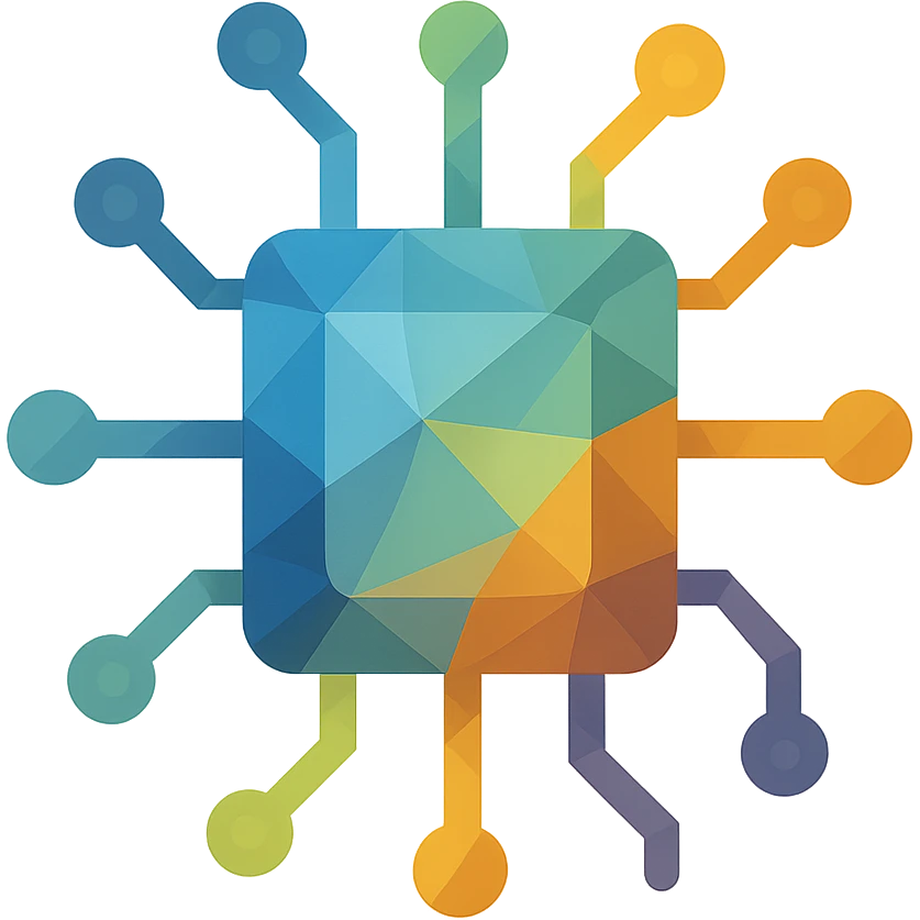technology symbol, polygonal low-poly style, geometric and faceted emoji