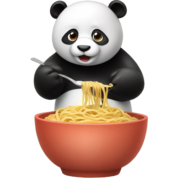 A panda eating a bowl of spaghetti  emoji