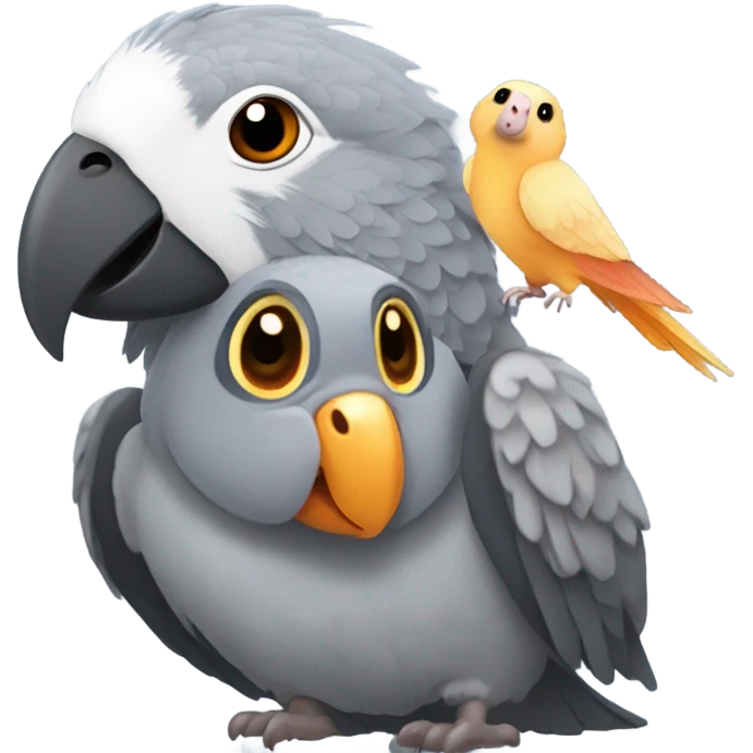 African grey parrot with guinea pig emoji