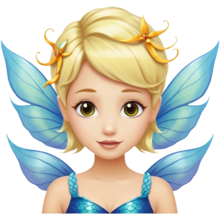 Blonde Mermaid with fairy wings and pixie haircut. emoji