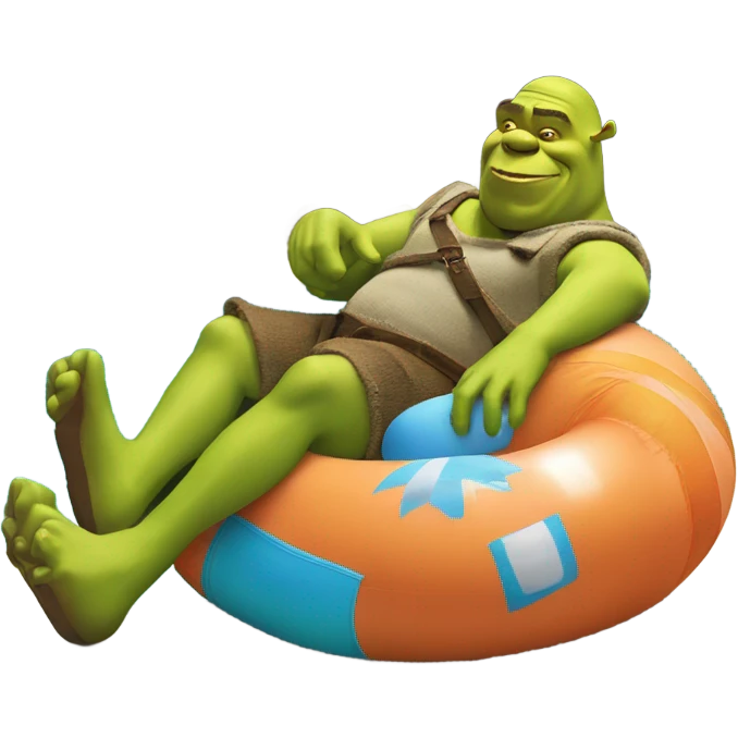 Shrek with pool float is emoji