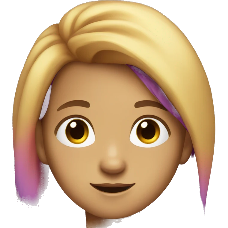 kid with long rainbow hair dark brown eyes and purple shirt emoji