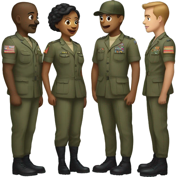 4 army people standing next to eachother emoji