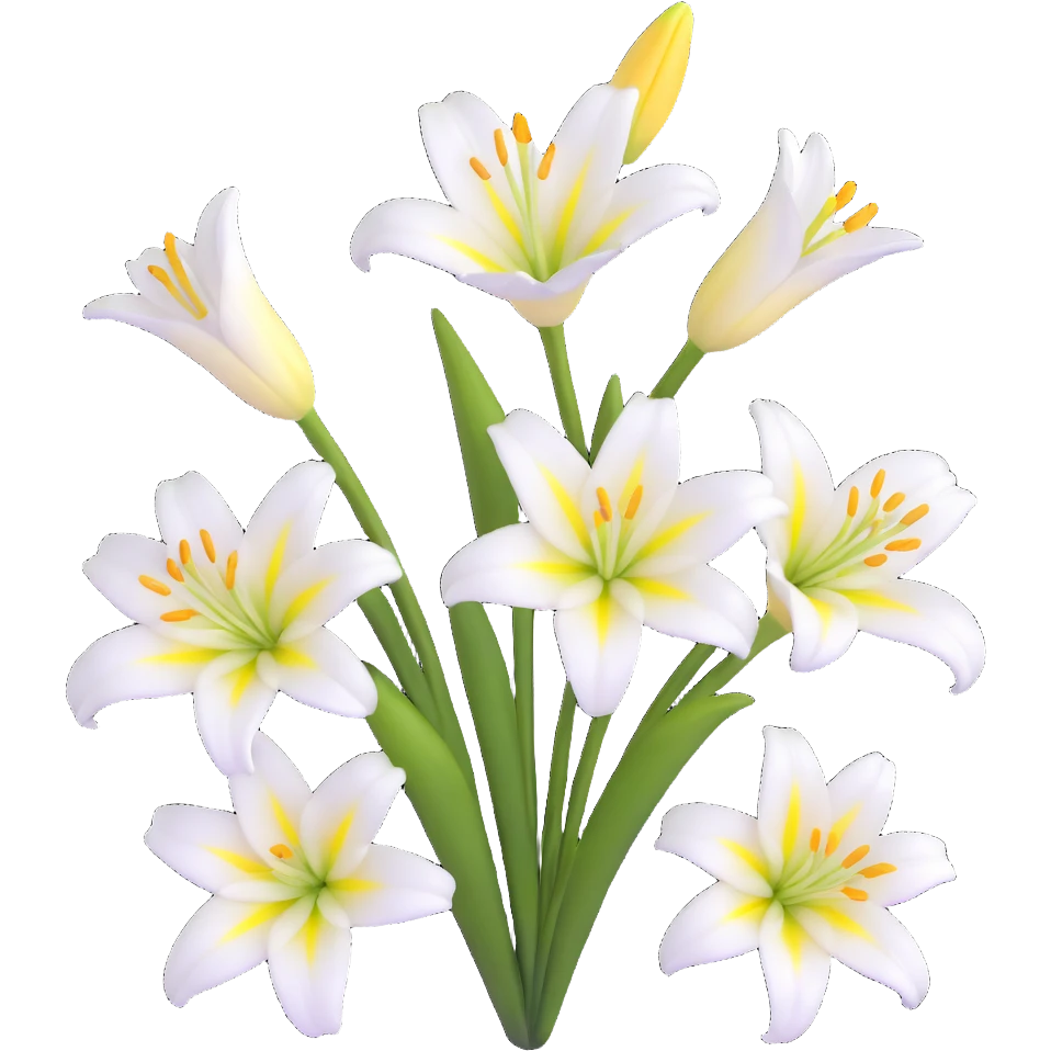 detailed white lily flower with yellow stamen emoji