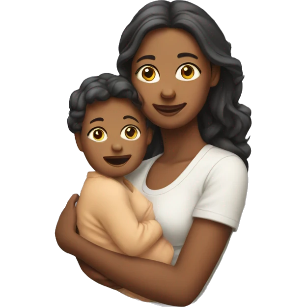 a mother with her baby on her back emoji