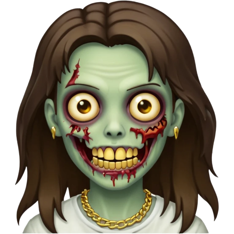 zombie with Brunette  hair and grillz  emoji