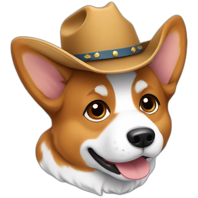  tricolor corgi wearing cowboy hat emoji