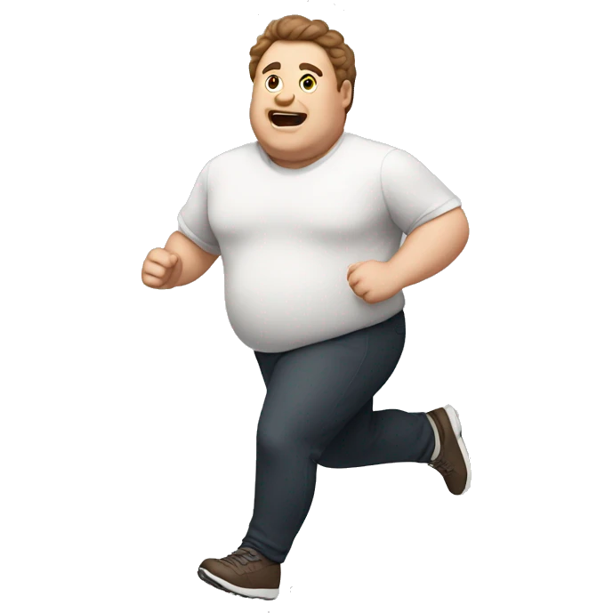 A fat white guy with brown hair running  emoji