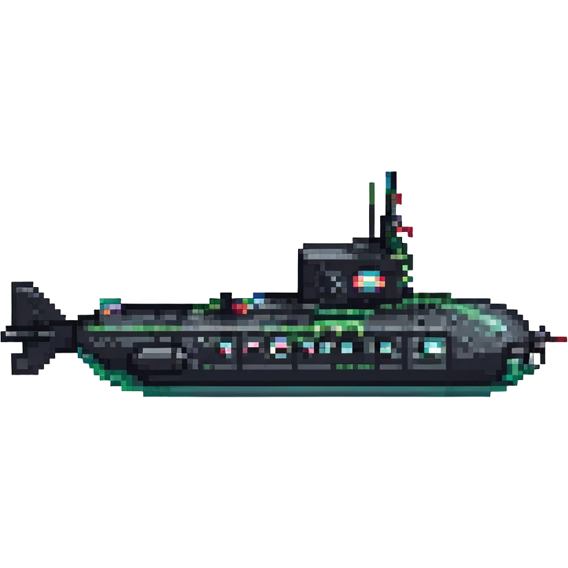 A black submarine from World War 2 emoji
