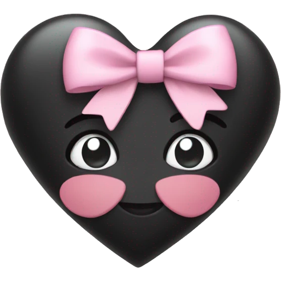 Black heart with baby pink bow emoji