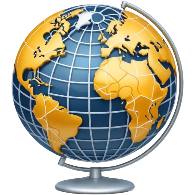 stylized globe with white network lines and nodes emoji
