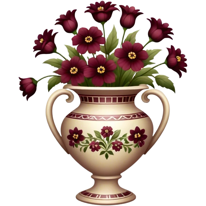 Vintage vase burgundy flowers emoji