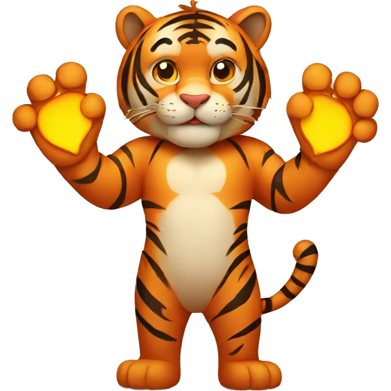 Tiger with an Hearth in his hands emoji