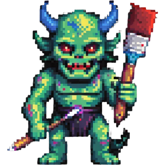 demon holding a paintbrush emoji