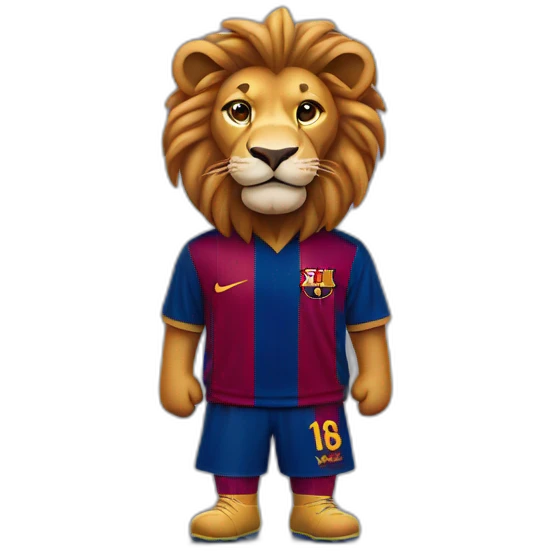 lion dressed in barça soccer gear emoji