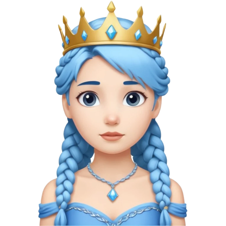 braided hair ice princess with crown blue hair emoji