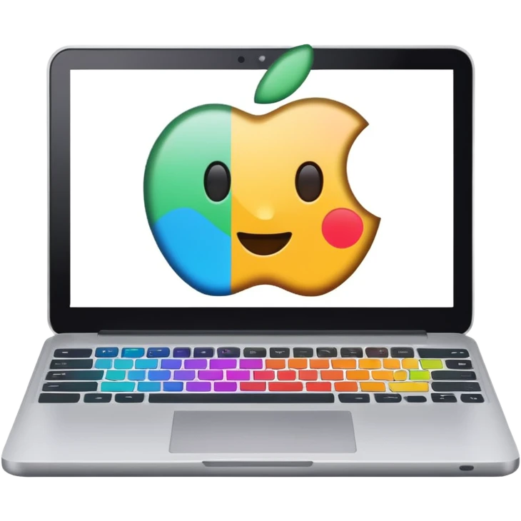 A laptop with a cartoon on emoji