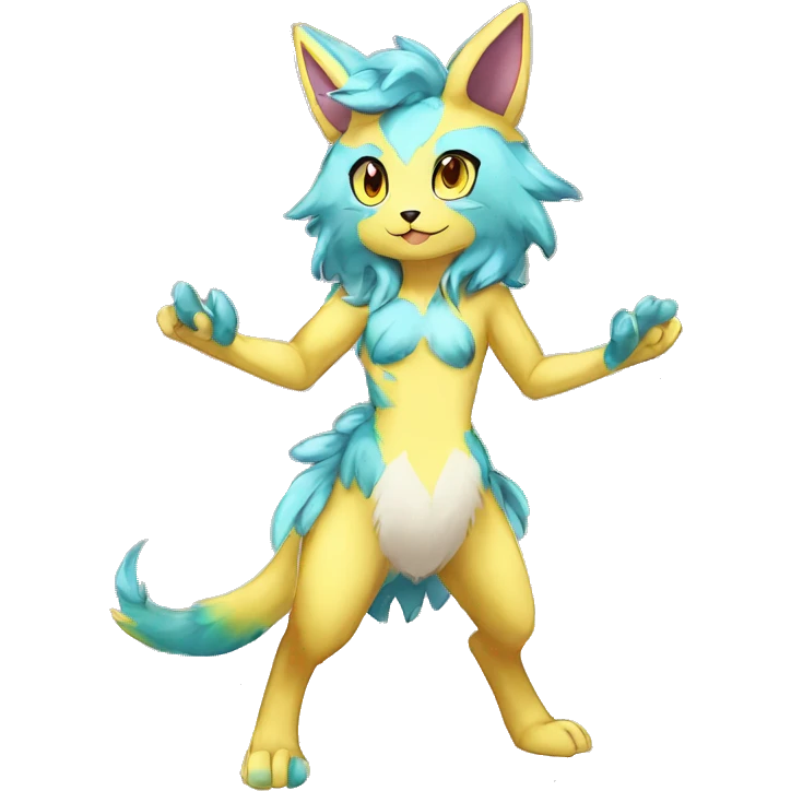 Anthro Sona Colorful Glossy Shiny Fakemon Full Body emoji