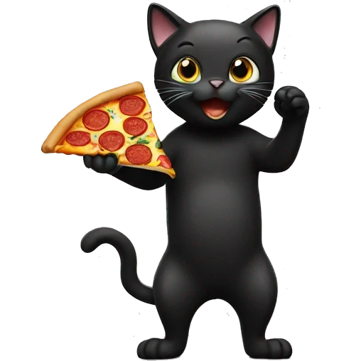 Black cat eating pizza emoji