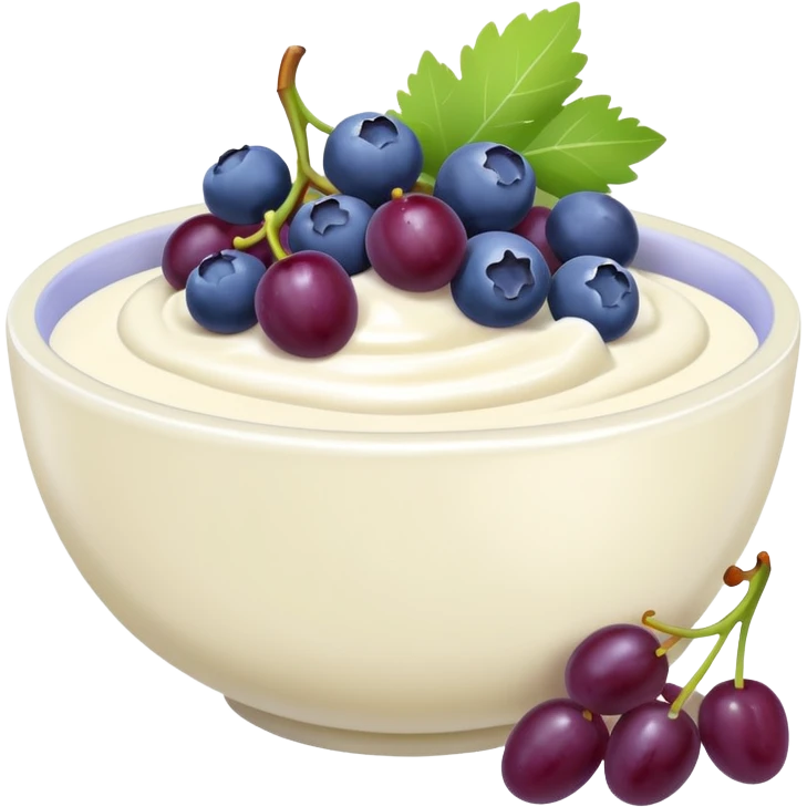 yoghurt bowl with grapes and blueberries emoji