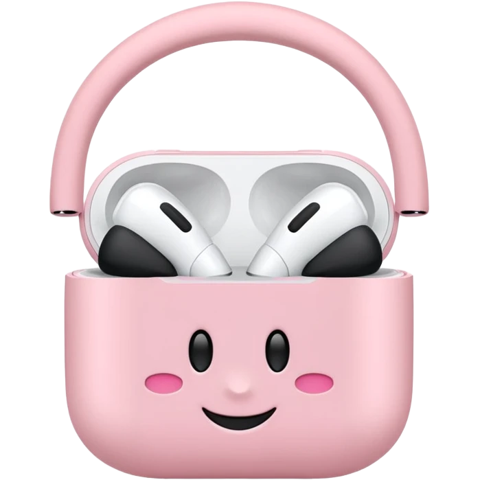 Create a pink happy circle emoji who listens to music on AirPods Max make them always this style 🥹 emoji