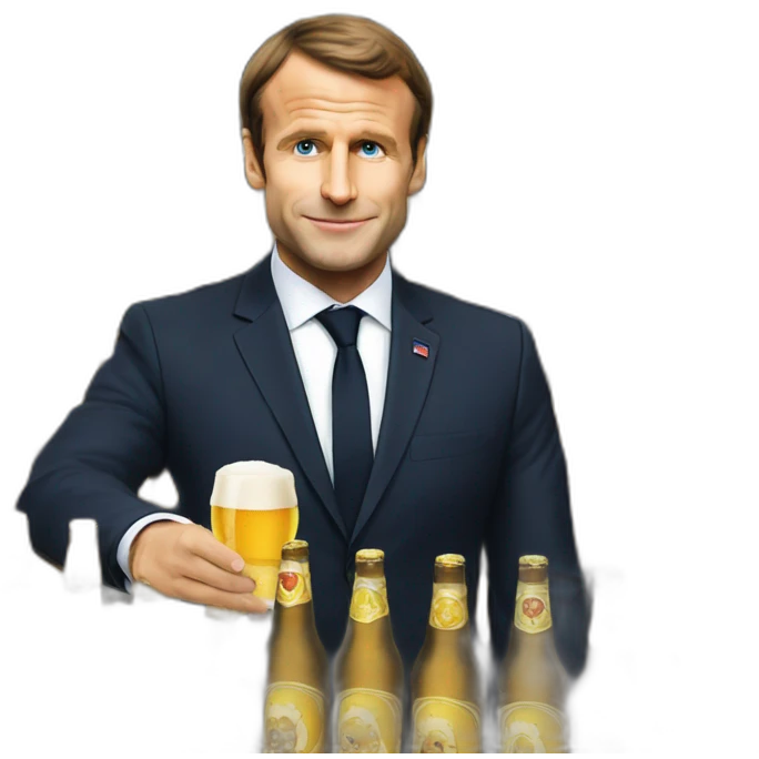 Macron qui boit une bière emoji