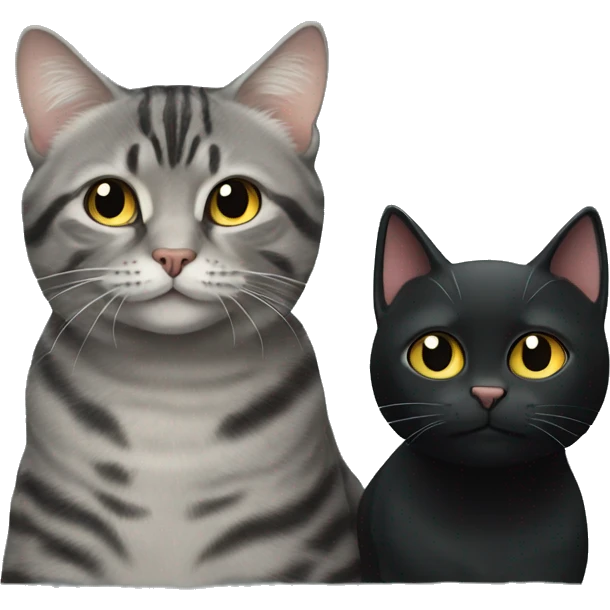 grey tabby cat and black cat emoji