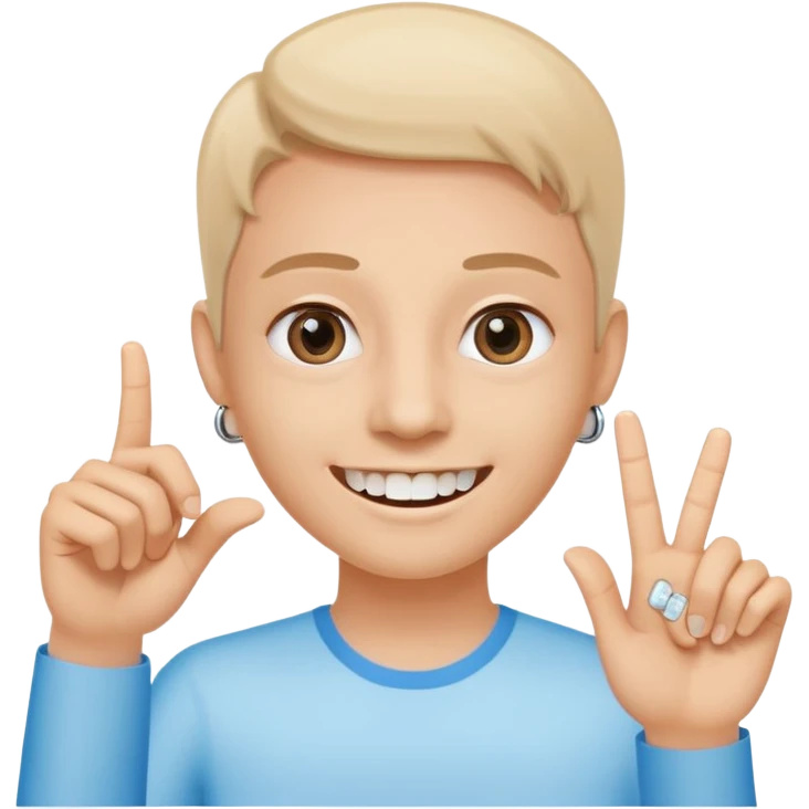 only 2 eyes with invisalign with finger pointing straight the screen emoji