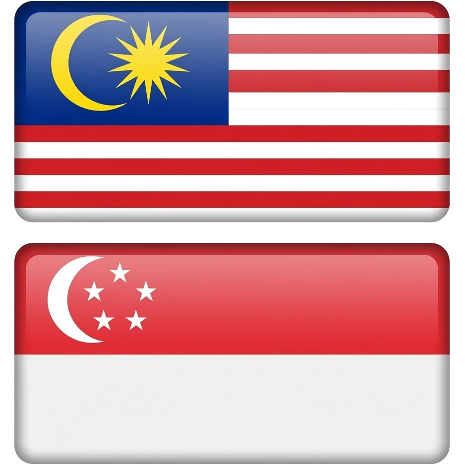 Malaysia flag and Singapore flag emoji