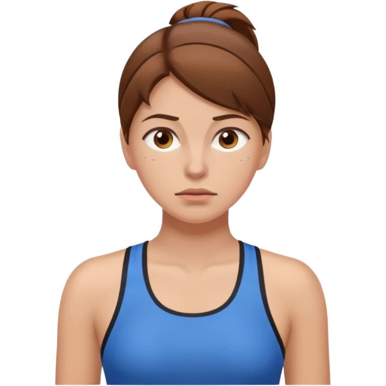 피곤해보이는, 운동복 입은 여자 / 흰피부 /  갈색머리 emoji