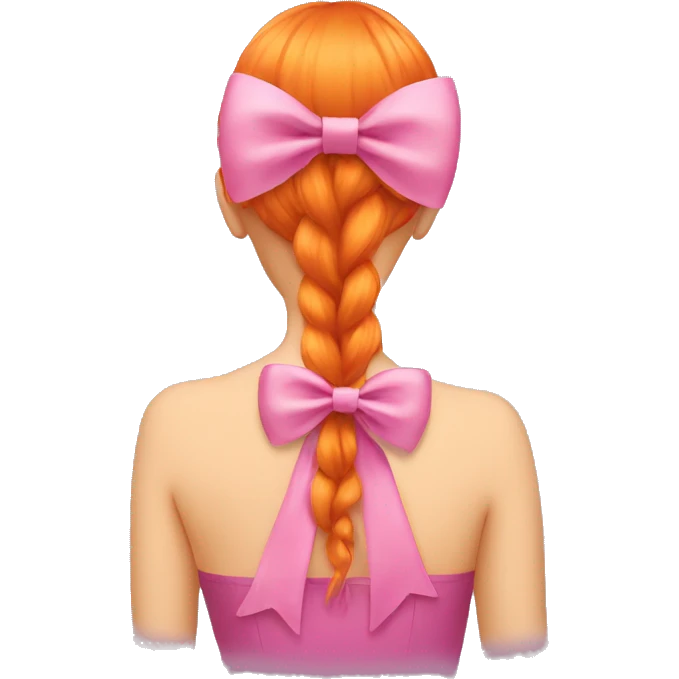 orange hair from behind with a pink bow emoji