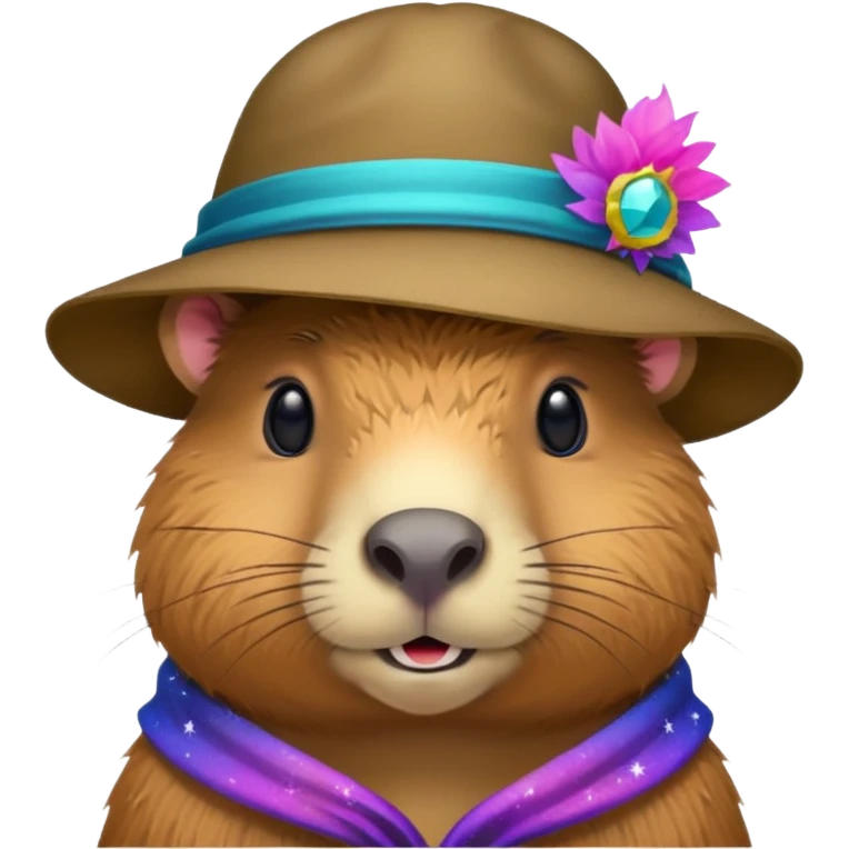 A Galaxy capybara with a hat emoji