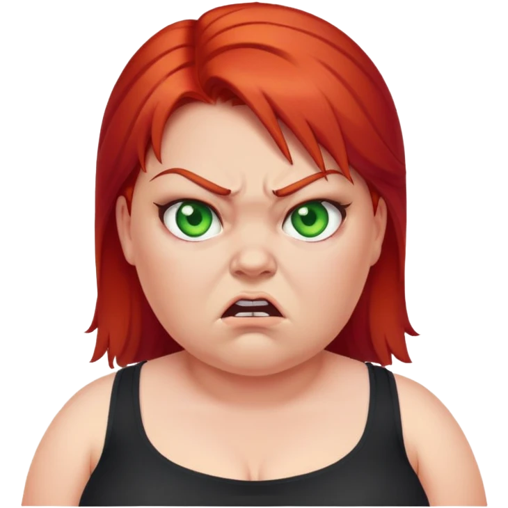 angry overweight girl with red hair and green eyes emoji