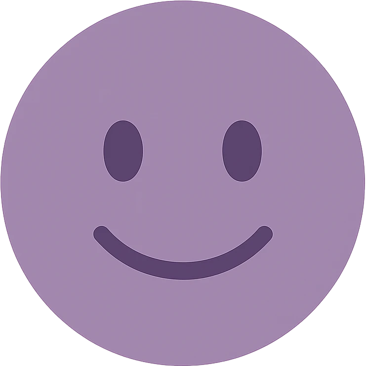 A dull purple a reassured face emoji