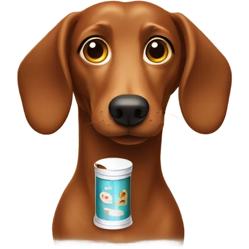 Brown weenie dog with a cigarette  emoji