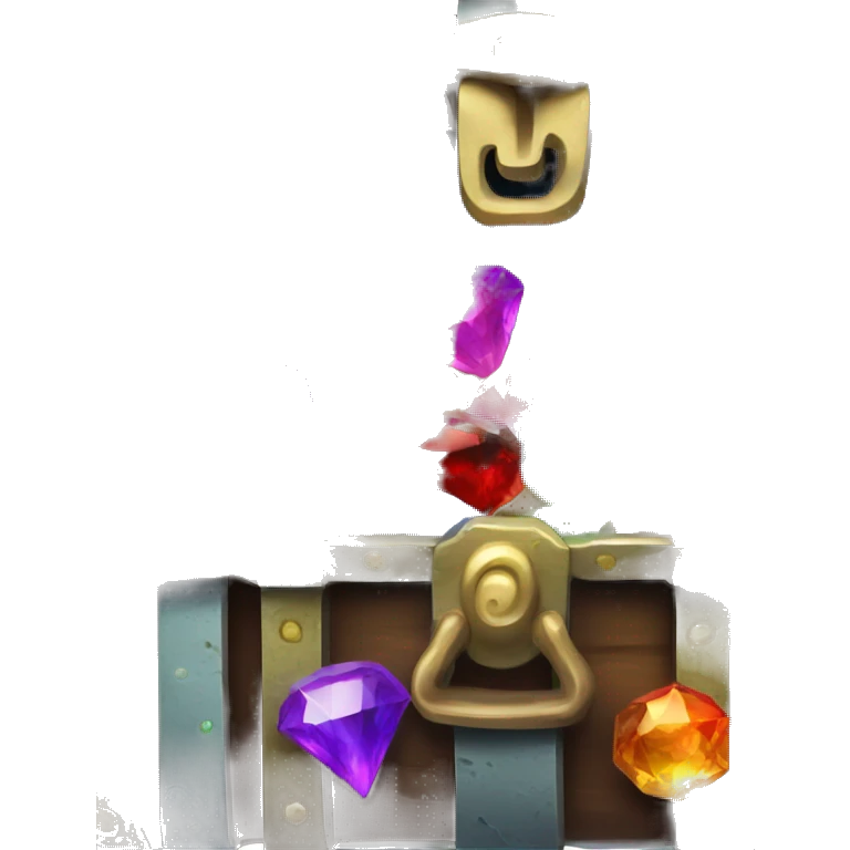Open Treasure chest with colourful gems inside, alien themed chest emoji