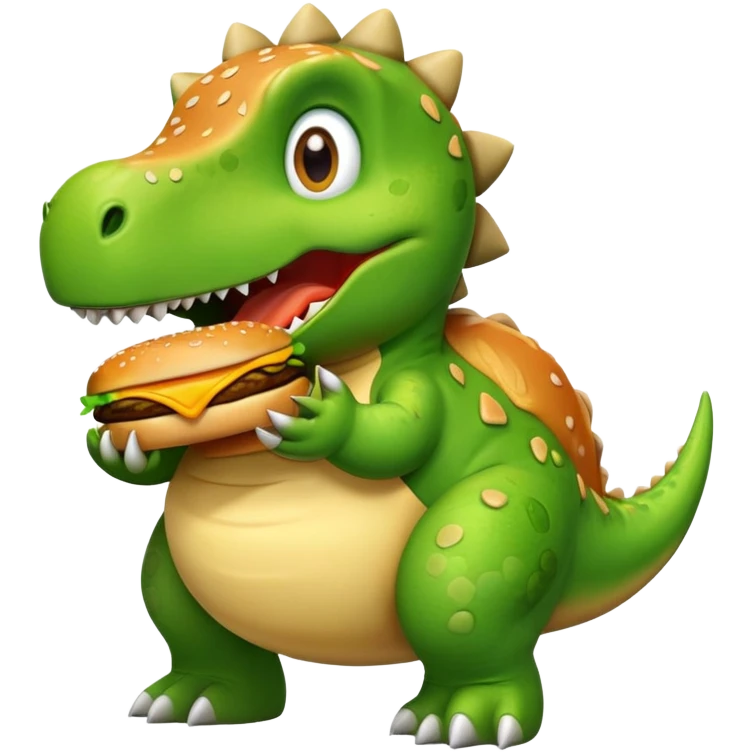 dinosaur eating a cheeseburger  emoji