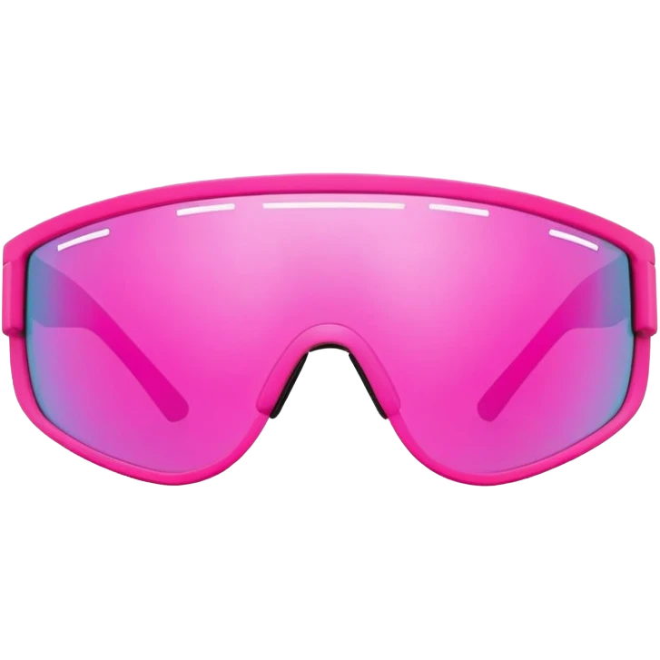 sporty neon pink shield visor sunglasses with thick frame and integrated strap, extremely robust design, substantial build, one-piece mirrored lens emoji