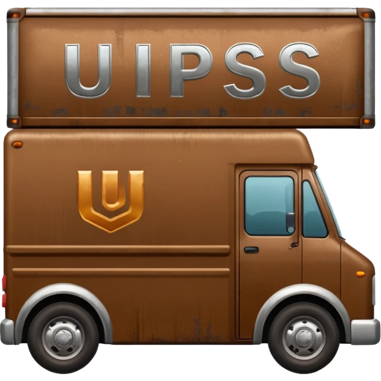 Brown delivery truck with the letters u p s on the side emoji