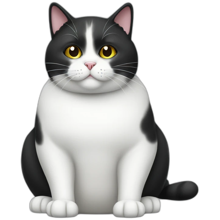 Obese black and white cat with white socks emoji