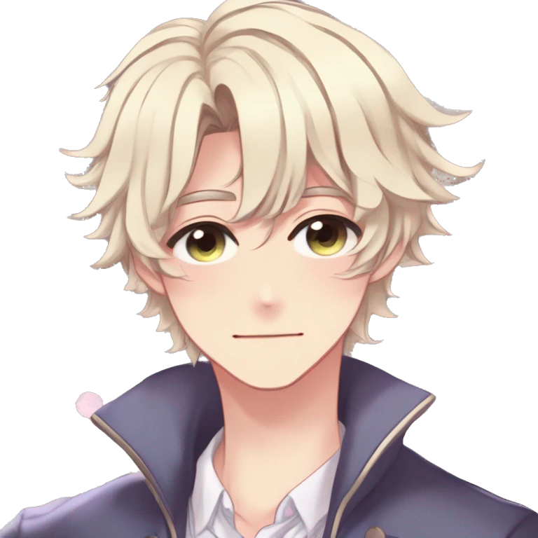 Gorgeous romantic hot attractive anime style modern gentlemanly anime shojo guy with long pretty lustrous hair and colorful eyes and blushing face aesthetic trending style  pastelcore cottagecore kawaiicore emoji