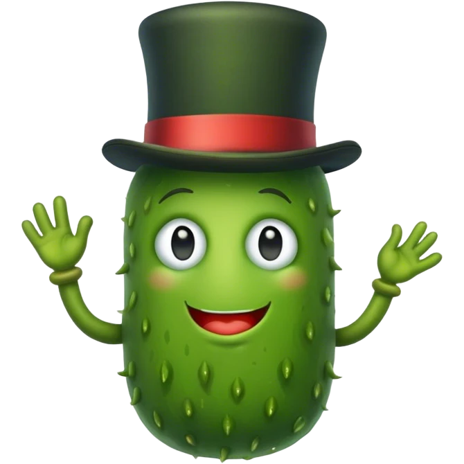 Pickle with a top hat emoji