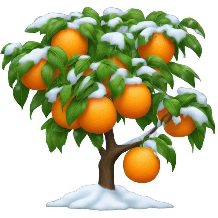orange tree covered in snow emoji