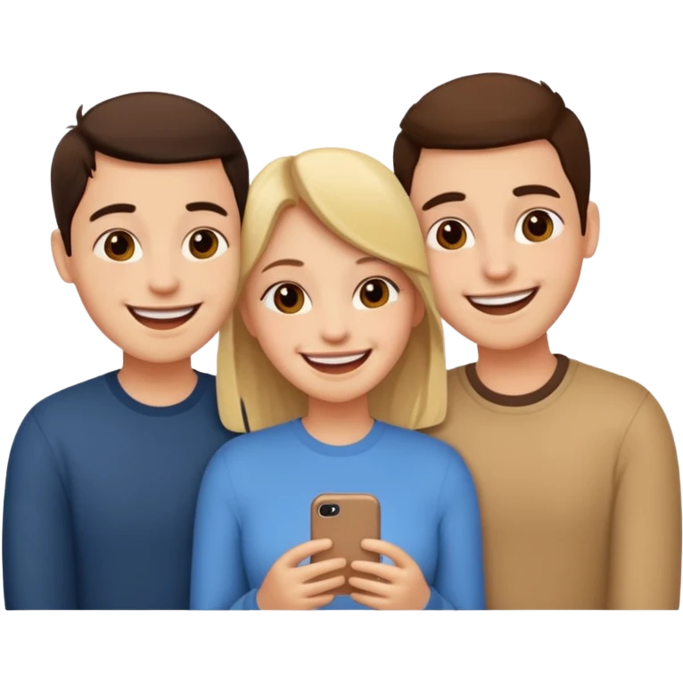 Three friends talking each other emoji