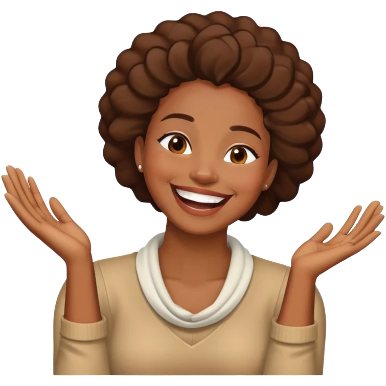 a black woman with her hands crossed in front of her neck laughing emoji