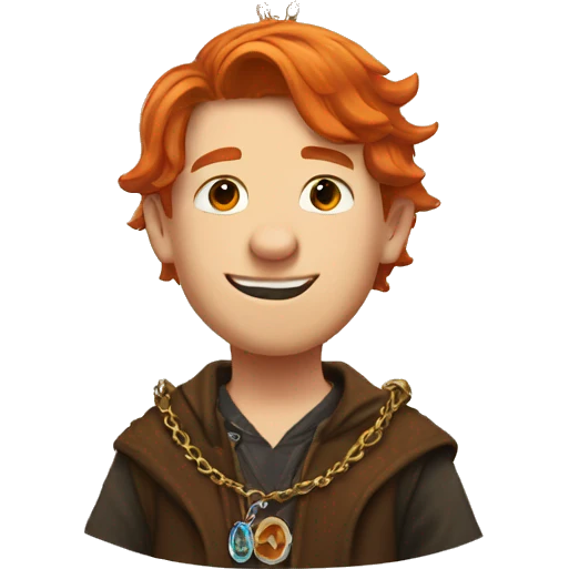 Charlie Weasley with a dragons necklace emoji