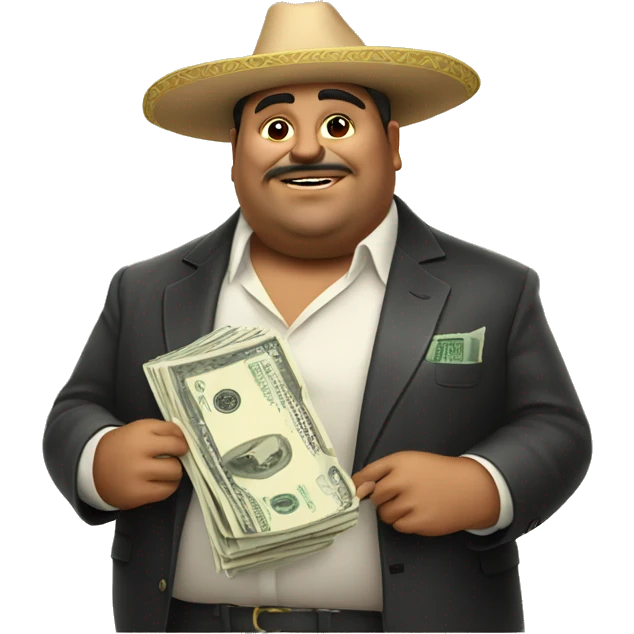 fat mexican rich man holding big money emoji