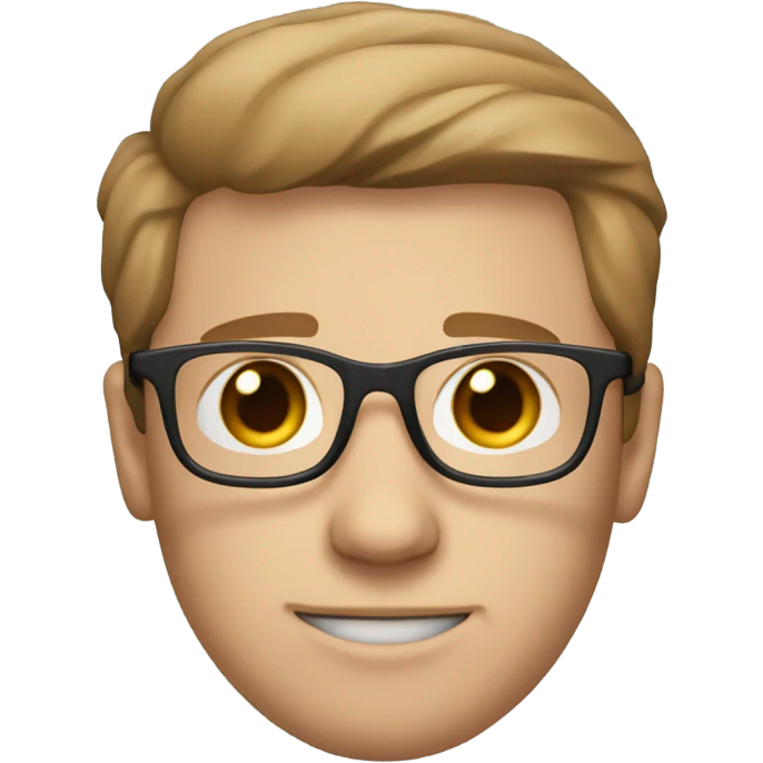  Guy with sharp nose blue eyes square glasses and straight light brown hair  emoji