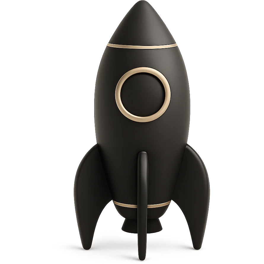 a rocket ship in 3D black style emoji