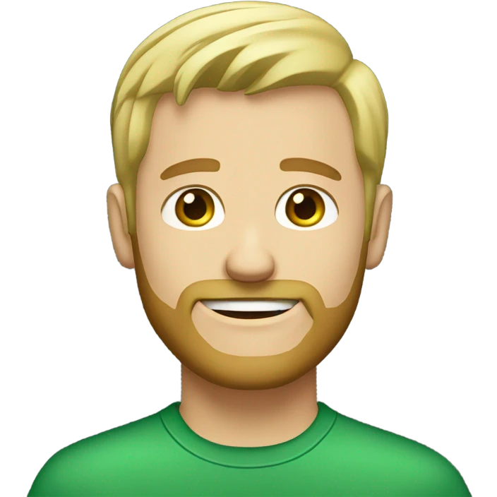 White blonde male with blonde beard wearing green shirt emoji